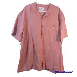 Saddlebred Red Classic Fit Linen Short Sleeve Button Up Shirt Size XXL